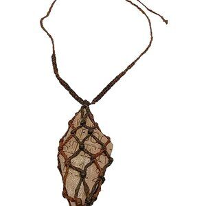 Handmade Macrame Stone Necklace, Unisex Artisan Pendant